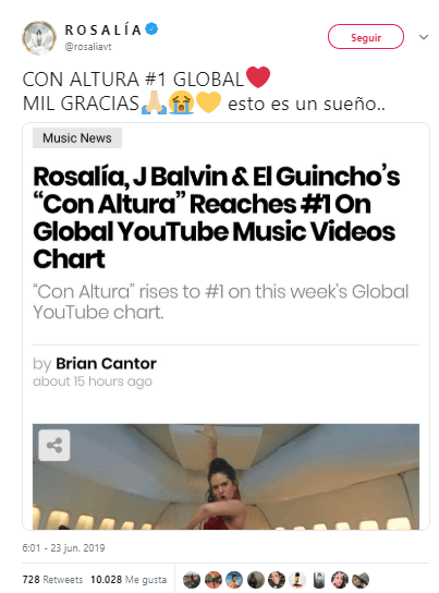 En un post, la española escribió: “Mil gracias. Esto es un sueño”.