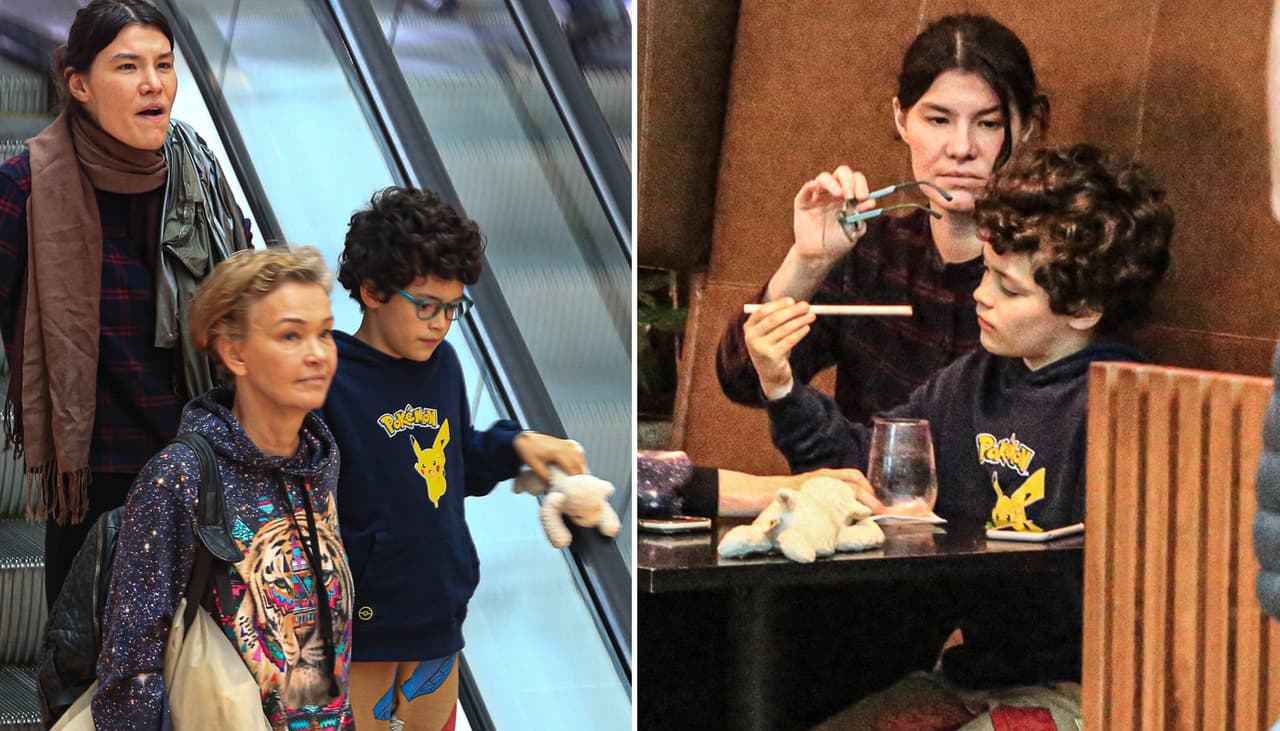 Júlia Lemmertz faz rara aparição com a filha e o neto: semelhança rouba a cena