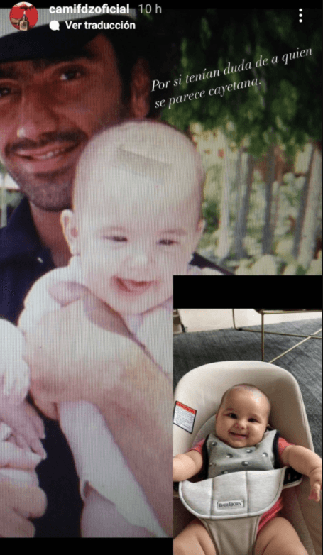 <b>Camila Fernández y su hija son idénticas</b>
<br>Para aquellos que se preguntaban a quién de la familia se parece la bebé, Camila comparó una foto de ella de pequeña con una de Cayetana, ¡son como dos gotas de agua!