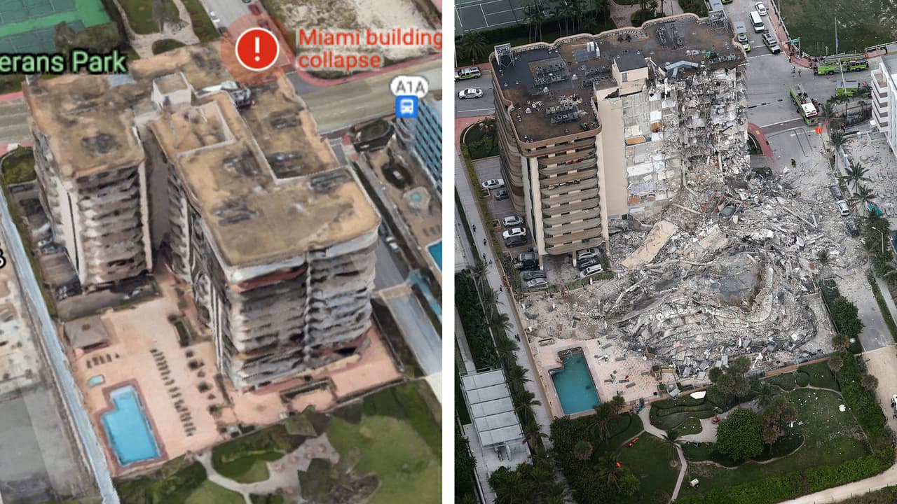 Fotografías Interactivas: el antes y después del edificio que colapsó al norte de Miami Beach