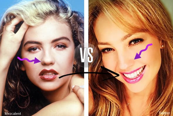 Si comparamos estas dos imágenes se puede ver que su nariz se ve distinta, la sonrisa más blanca y pareja y hasta los labios más sensuales.