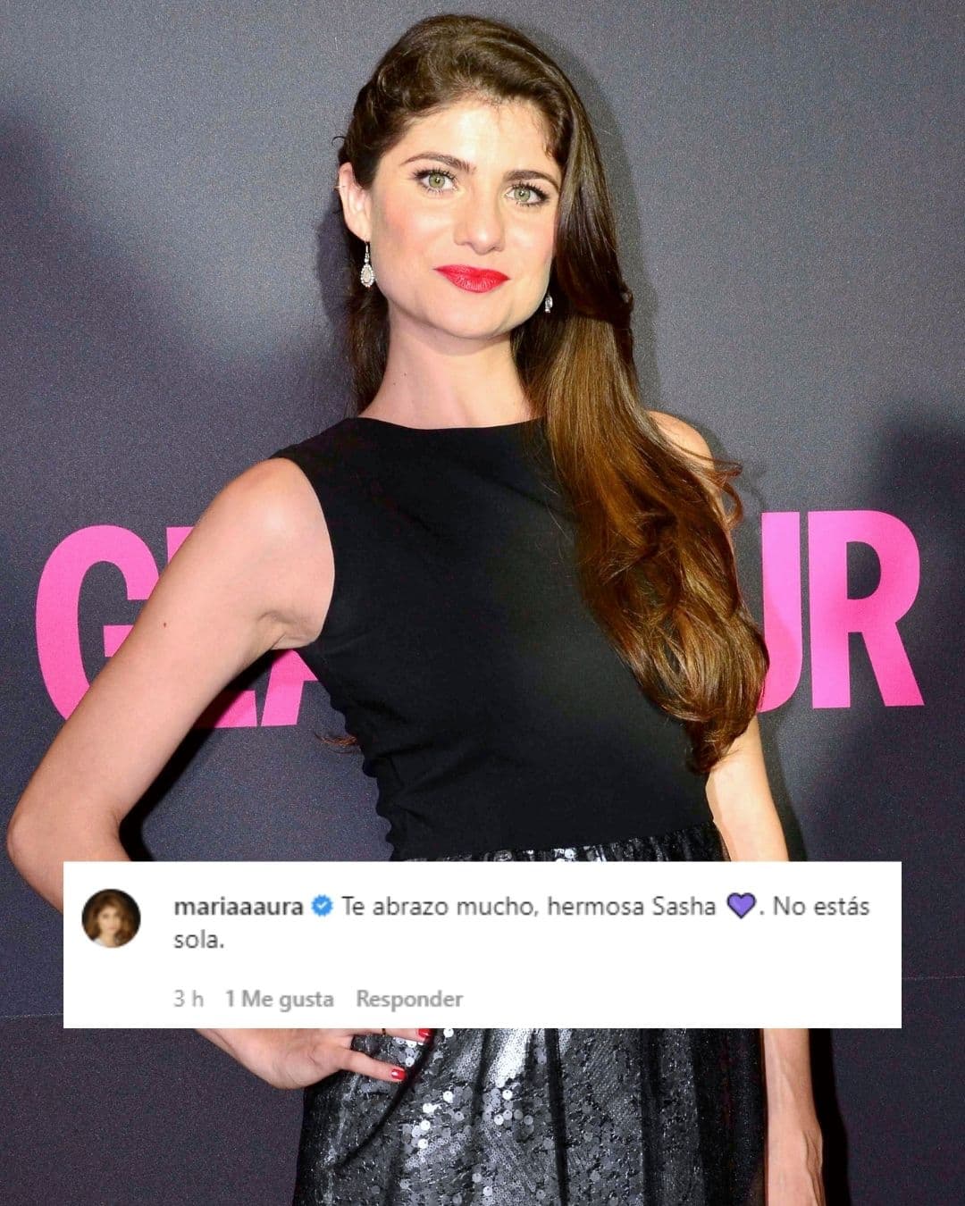 La actriz María Aura externó al pie de la publicación (que hasta este miércoles 9 de marzo cuenta con más de 60 mil reacciones) que "no está sola".