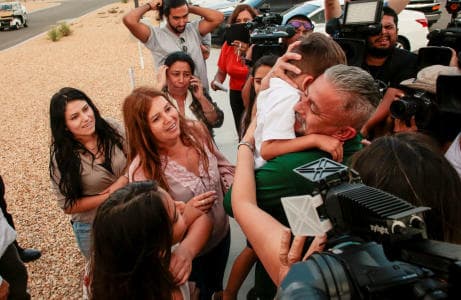 Rómulo Avélica greets family and friends after his release.