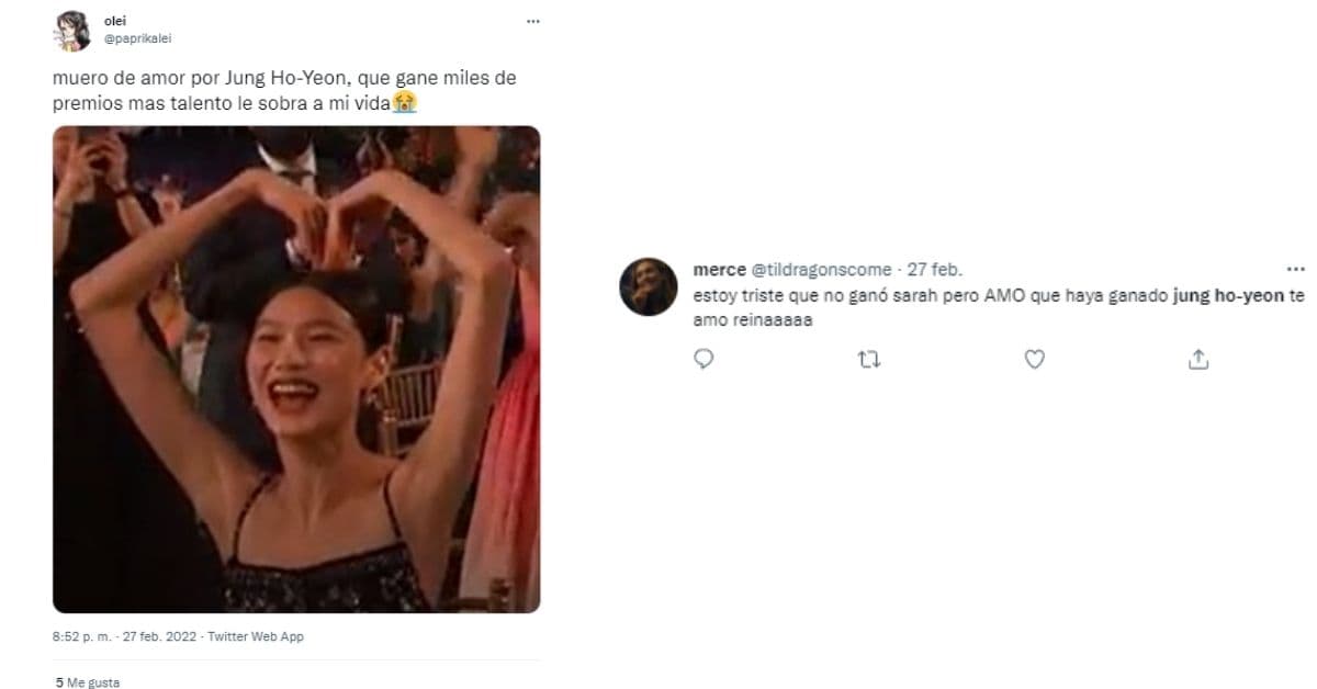 reacciones en Twitter al premio de HoYeon Jung
