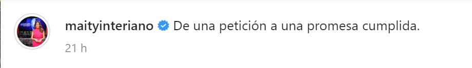 <b>"De una petición a una promesa cumplida"</b>, escribió la comunicadora posando al lado de Anuar Zidan.