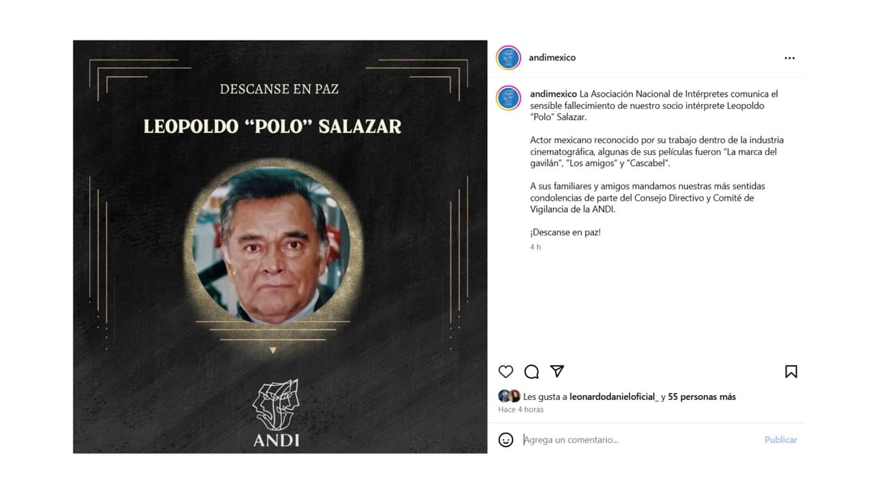 Así se dio a conocer el fallecimiento del actor Leopoldo Salazar.