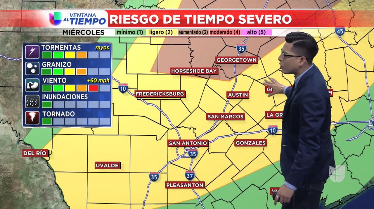 Posibles tormentas eléctricas severas afectarán a Texas el miércoles 