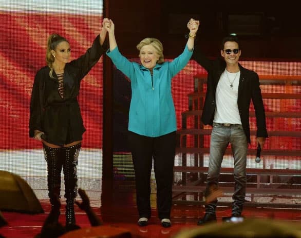 Luego se reunieron para el concierto gratuito en Miami en apoyo a Hillary Clinton.