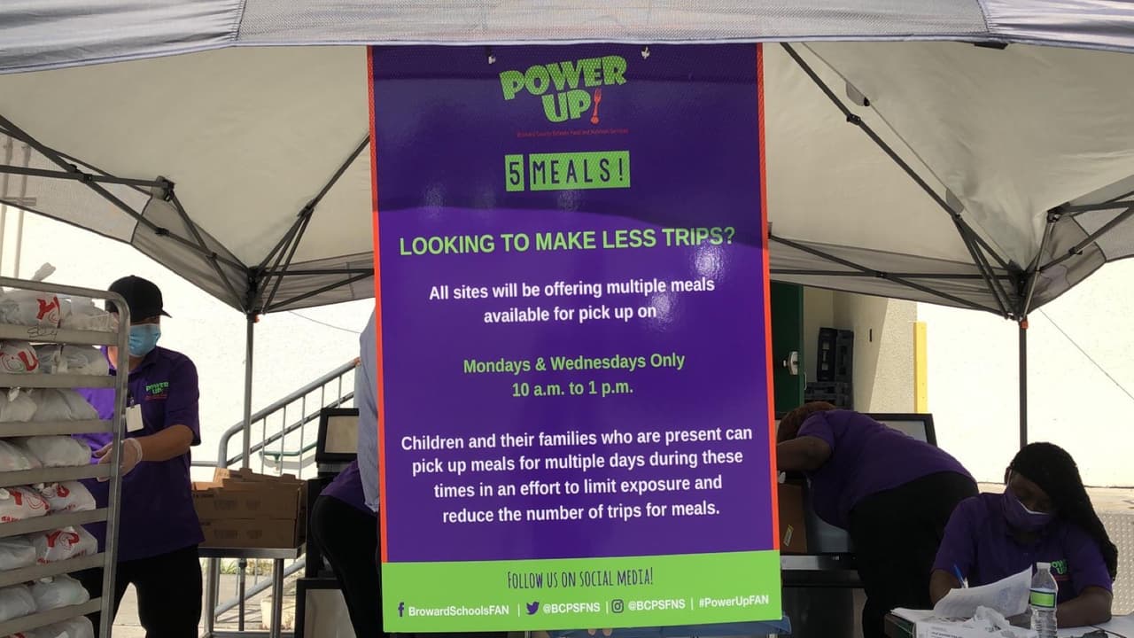 Las comidas continúan repartiéndose en 51 escuelas públicas de Broward, para los estudiantes del condado.