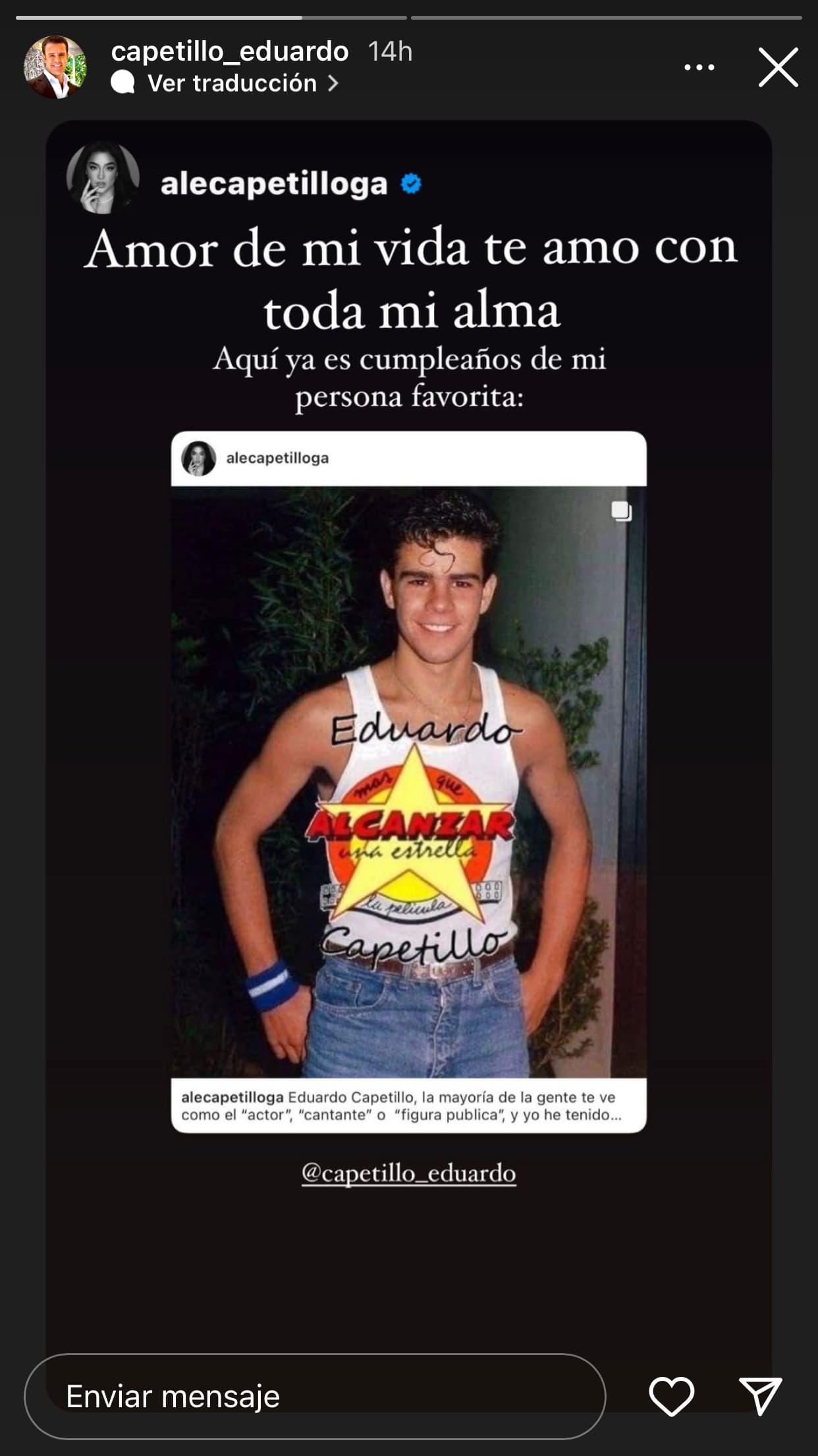 En este otro mensaje, le reiteró el amor que le tiene. 
<br>