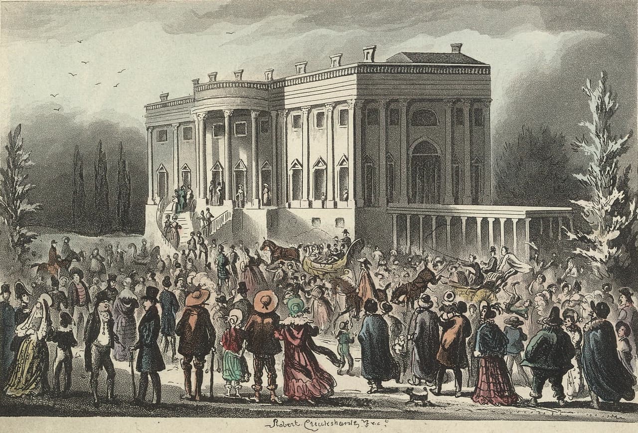 La ceremonia inaugural de Andrew Jackson en 1829 se convirtió en una fiesta enorme frente a la Casa Blanca. El primer baile inaugural lo había realizado James Madison en 1808 y luego se convirtió en una tradición. Según la revista Smithsonian, 
<a href="https://www.smithsonianmag.com/history/inaugural-firsts-132224366/"><u>Jackson fue el primero en ser juramentado en el Pórtico Este del Capitolio</u></a>.