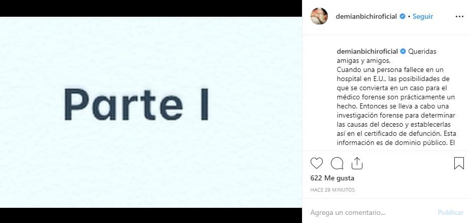 “El Medical Examiner-Coroner del Condado de Los Ángeles, ha completado la investigación relacionada con la muerte de mi esposa y la ha hecho pública. Es
<b> con valentía, dignidad y amor por nuestra amada Stefanie</b> que confirmamos dicha información”, escribió Demián.
<br>