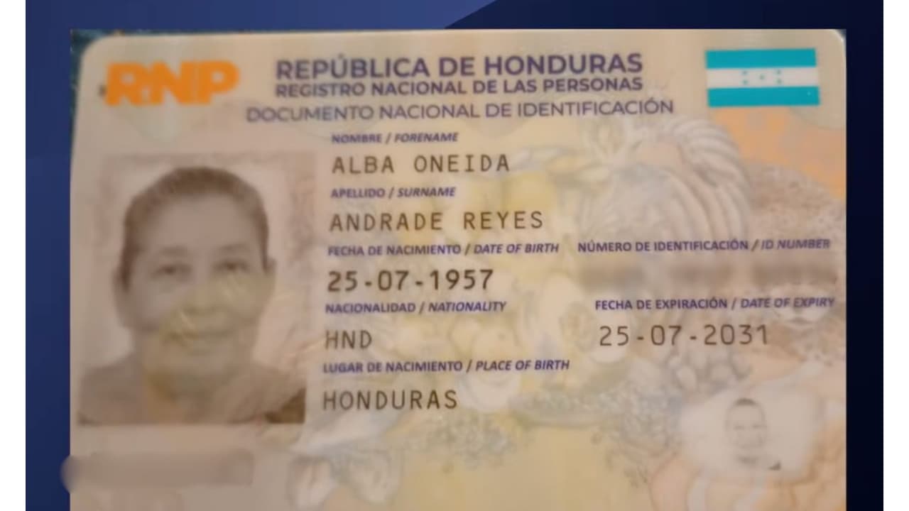 Identificación de Alba Oneida Andrade Reyes.