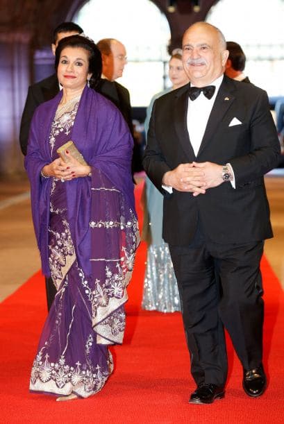 Príncipe El Hassan bin Talal de Jordania y la princesa Sarvath El Hassan.