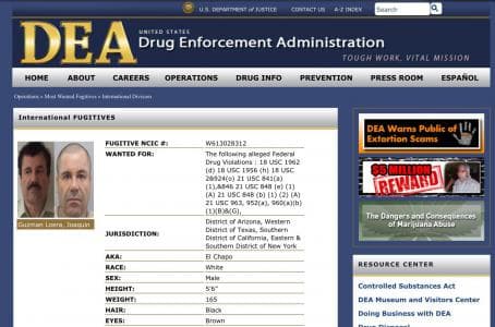 La ficha de la DEA donde aparece El Chapo Guzmán