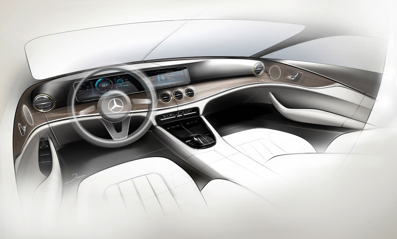 Boceto del diseño del interior del Mercedes-Benz Clase-E