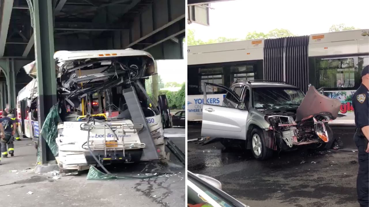 Reportan 14 heridos tras chocar un autobús contra un poste del subway en el Bronx