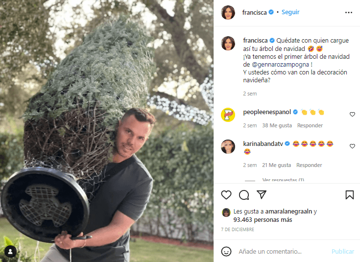 Francesco cargó el árbol de navidad de Francisca