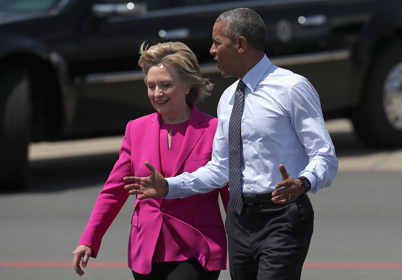 "Con Obama y Biden tuvimos 75 meses seguidos en los que donde el empleo aumentó", dijo Hillary Clinton comenzando su discurso.