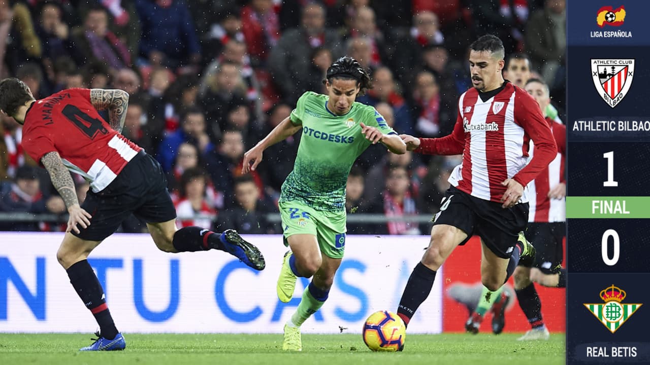 En el debut como titular de Diego Lainez, el Betis perdió 1-0 en su visita ante el Bilbao
