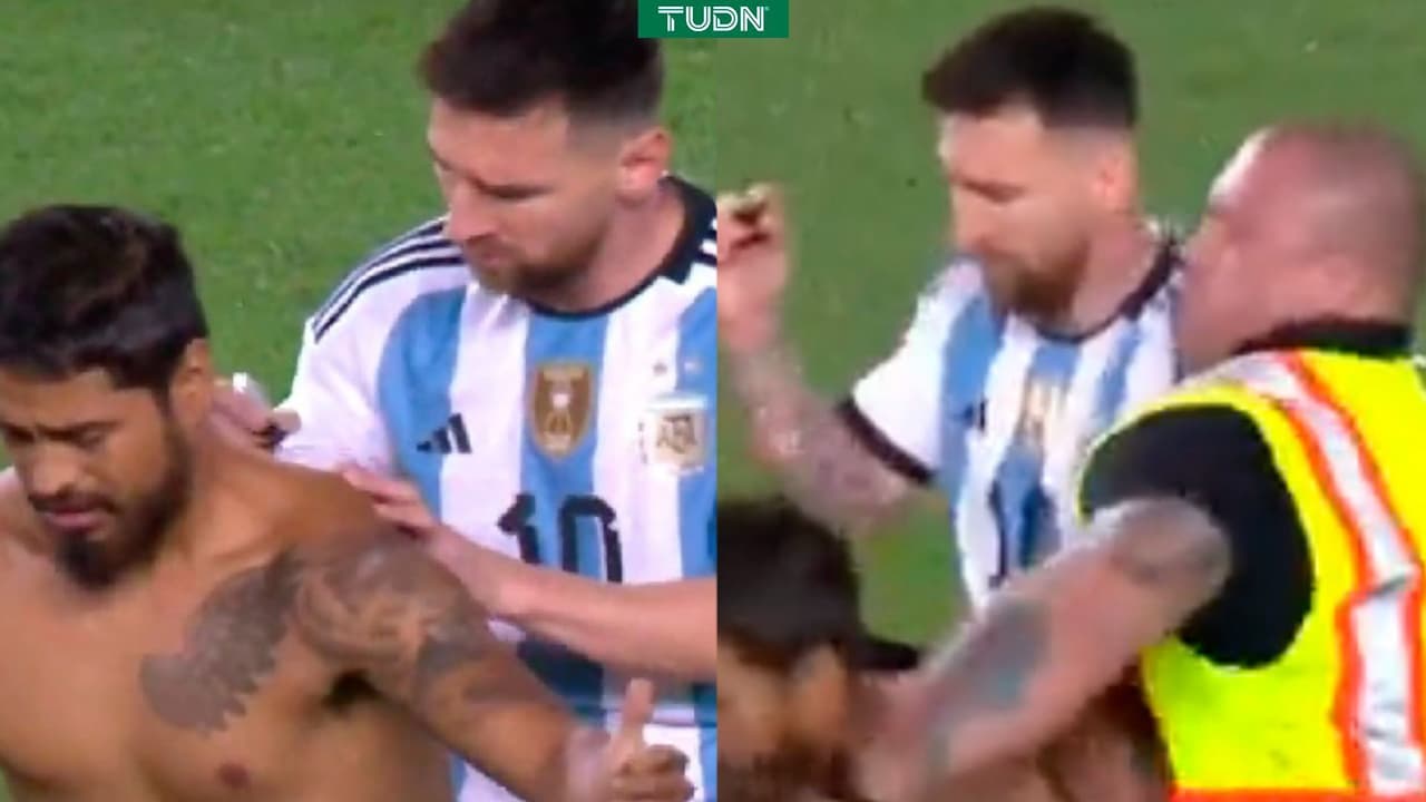 Messi plasma autógrafo en espalda de fanático que invadió la cancha