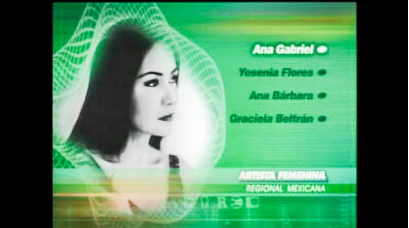 La Artista Femenina del Año en la categoría Regional Mexicana fue Ana Gabriel, no pudo estar presente para recoger el premio. Ese año se enfrentó en esa categoría a Graciela Beltrán, Ana Bárbara y Yesenia Flores.