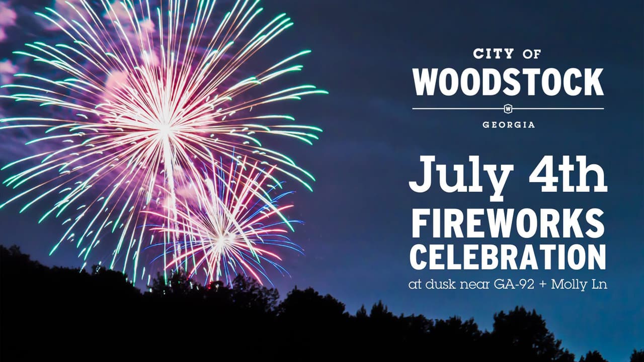 El 4 de Julio la ciudad de Woodstock, Georgia tendrá su evento de fuegos artificiales el sábado desde las 9:00pm a 10:00pm en Woodstock Square, 8964 Alabama Rd NE.