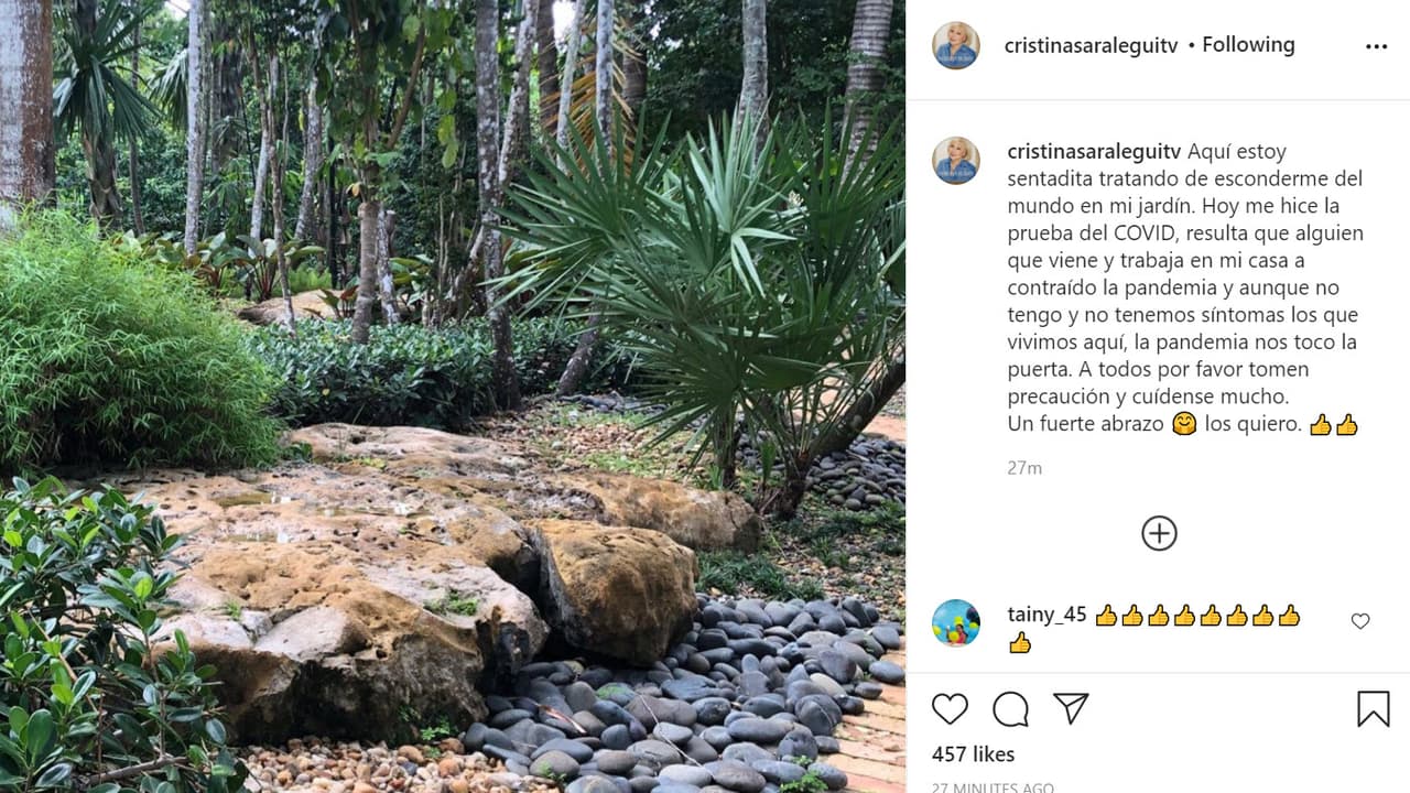 En su cuenta de Instagram compartió
<b><a href="https://www.instagram.com/p/CDzMIgYp8Oe/" target="_blank"> esta foto</a></b> desde el jardín de su casa.
<br>