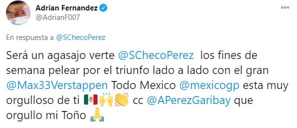 No cesan las felicitaciones para ‘Checo’ Pérez y Red Bull | Grandes personalidades se sumaron a las palabras de aliento para el piloto mexicano y su nueva escudería.