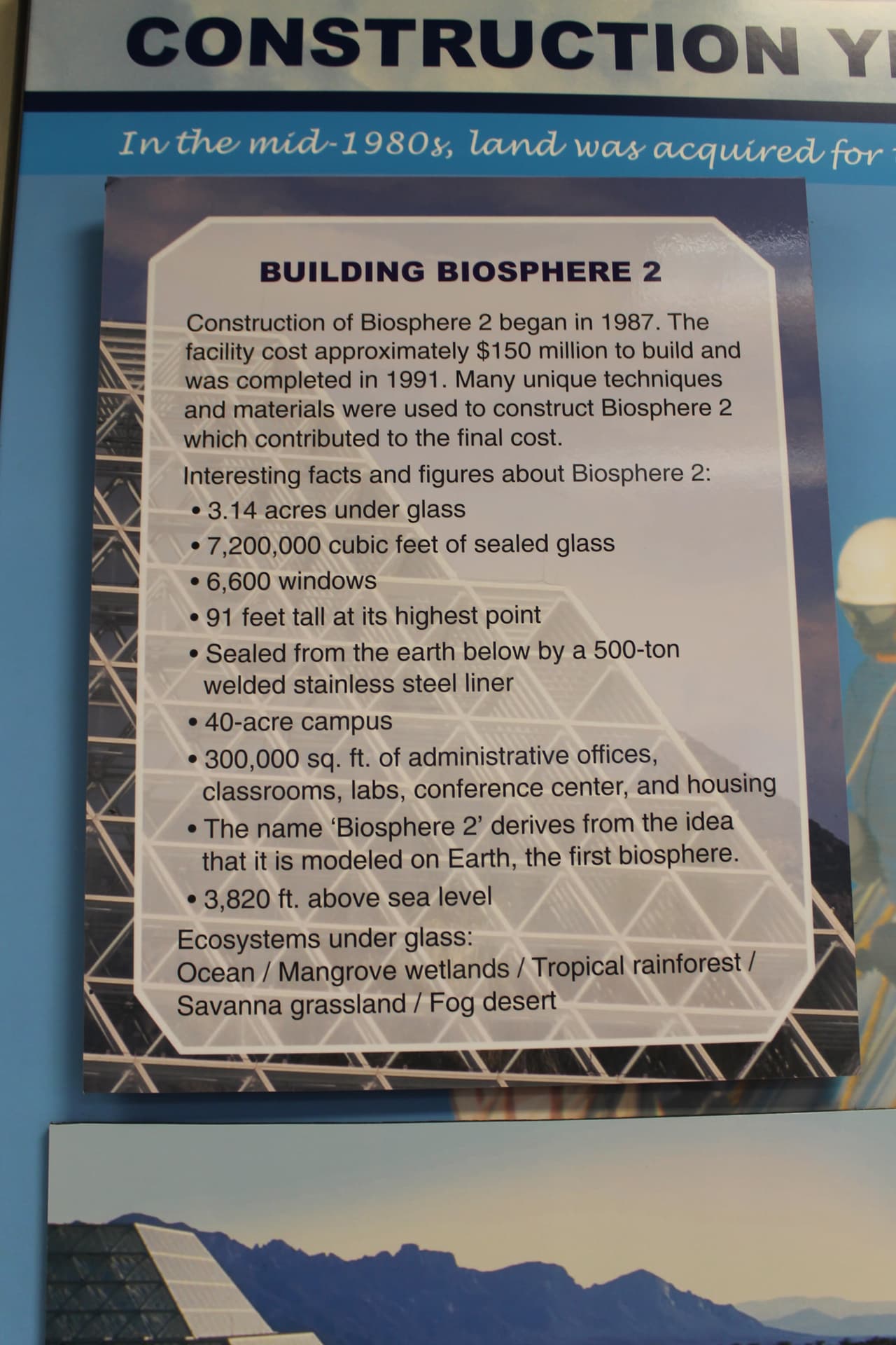 Explicación de la construcción de la biosfera 2