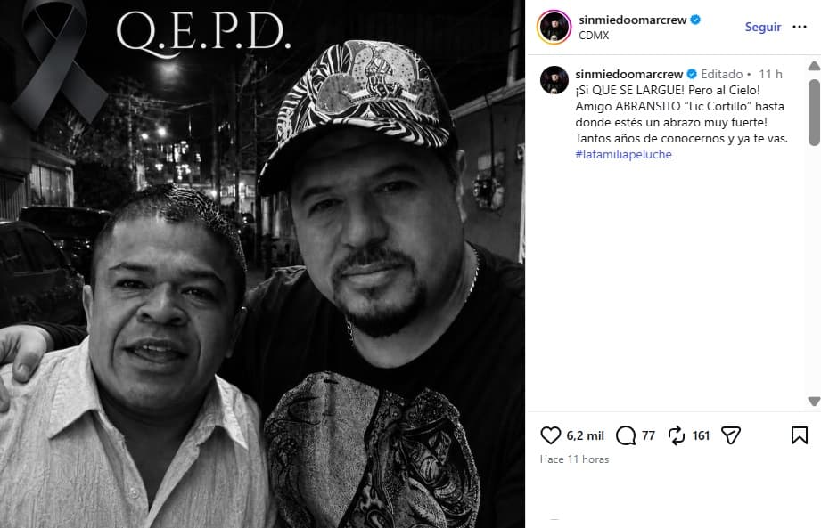 El creador de contenido Omar Pardo dio a conocer la muerte del actor Abraham Pérez, quien apareció en La Familia P. Luche.