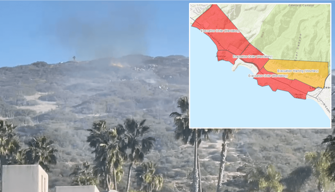 Órdenes de evacuación y cierre de vías por incendio Emerald que amenaza a zona residencial en Laguna Beach
