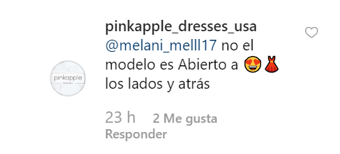 "El modelo es abierto a los lados y atrás" comentó Pinkapple Dresses a los usuarios que habían pensado que el atuendo estaba roto del costado.