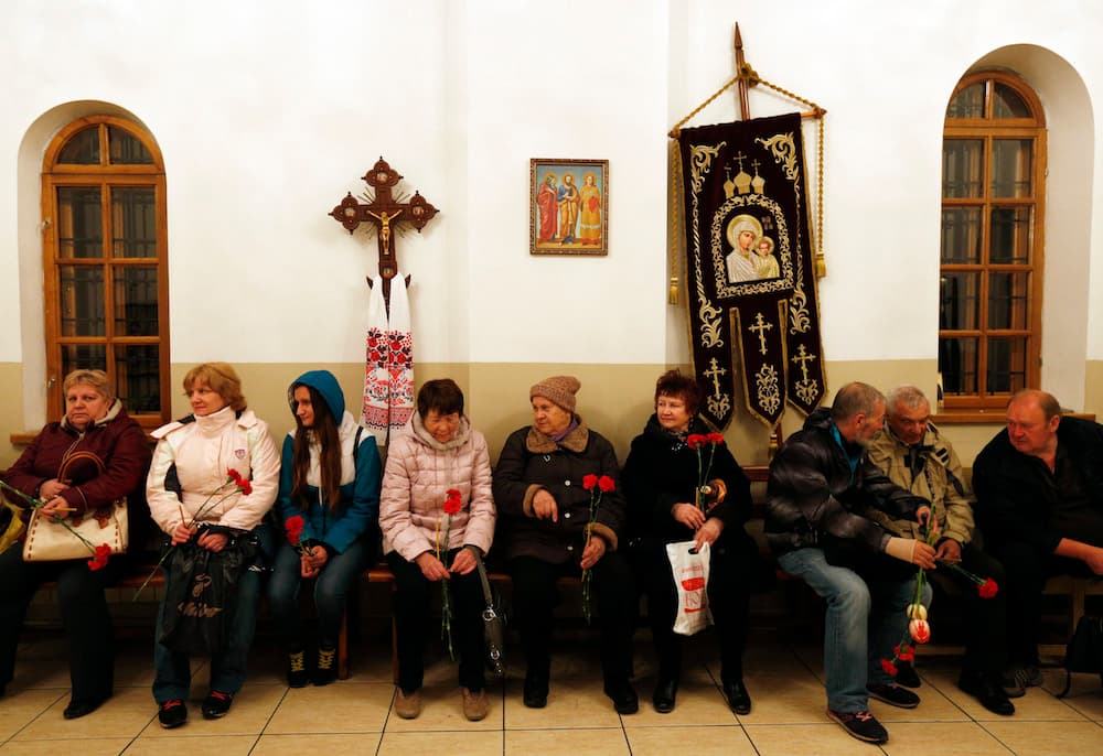 Ceremonia en la iglesia de San Miguel, en Ucrania