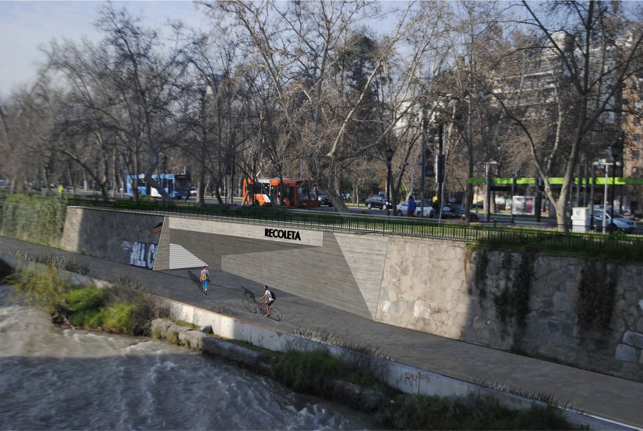 Así serán los puntos de entrada y salida a la pista para bicicletas y camino peatonal.