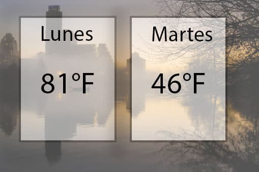 Frente frío traerá este martes un drástico descenso en las temperaturas para el centro de Texas