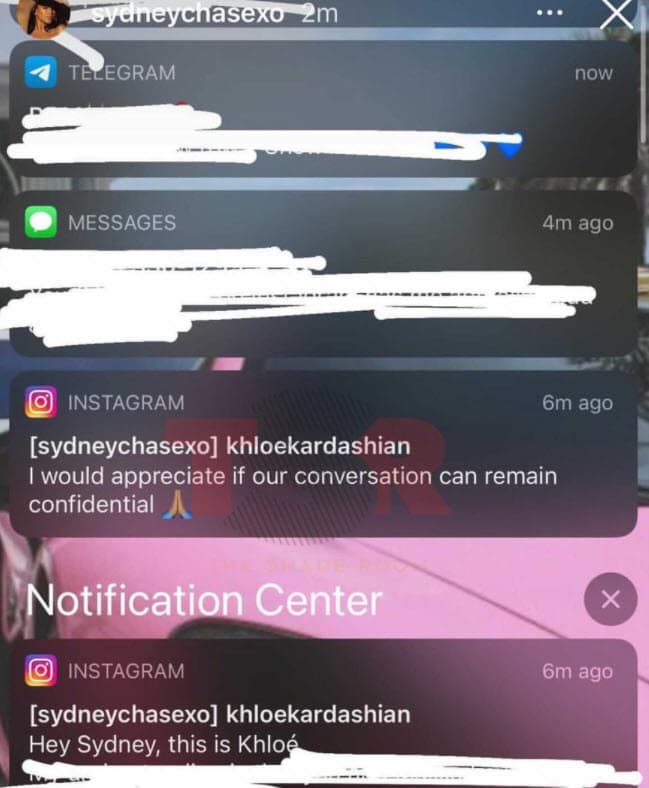 "Hola Sydney, soy Khloé ...", se lee en uno de los mensajes privados que le envió a través de Instagram.