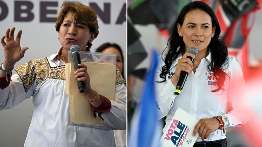 A la izquierda, Delfina Gómez, candidata de Morena; a la derecha, Alejandra Del Moral, candidata por la alianza Va por México, PRI, PAN, PRD.