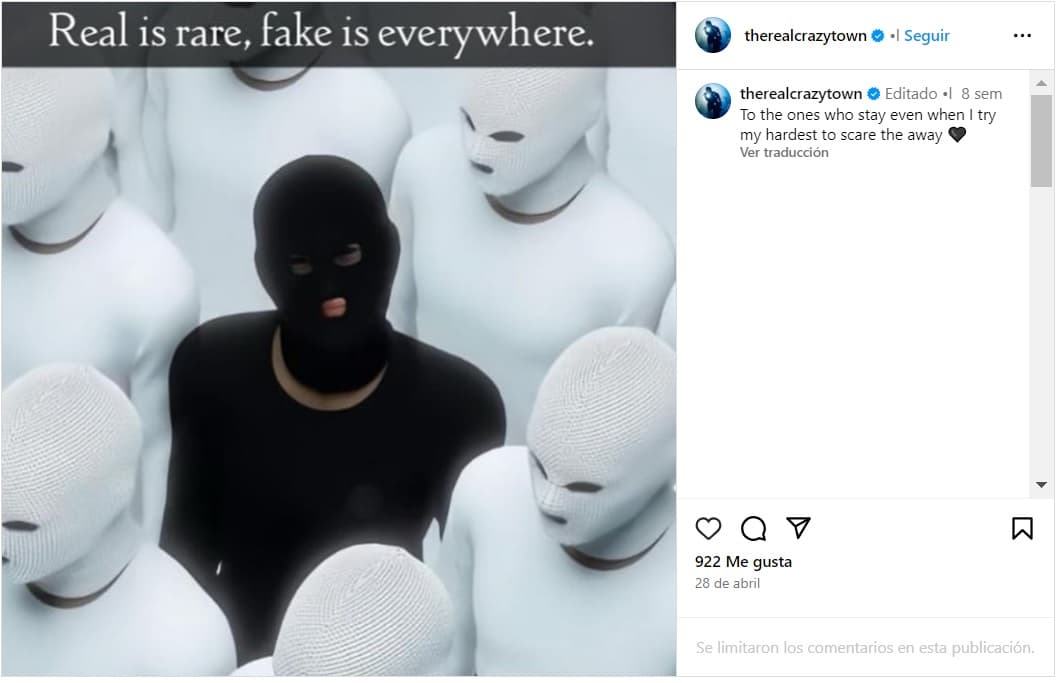 Shifty Shellshock realizó este 'post' en Instagram.