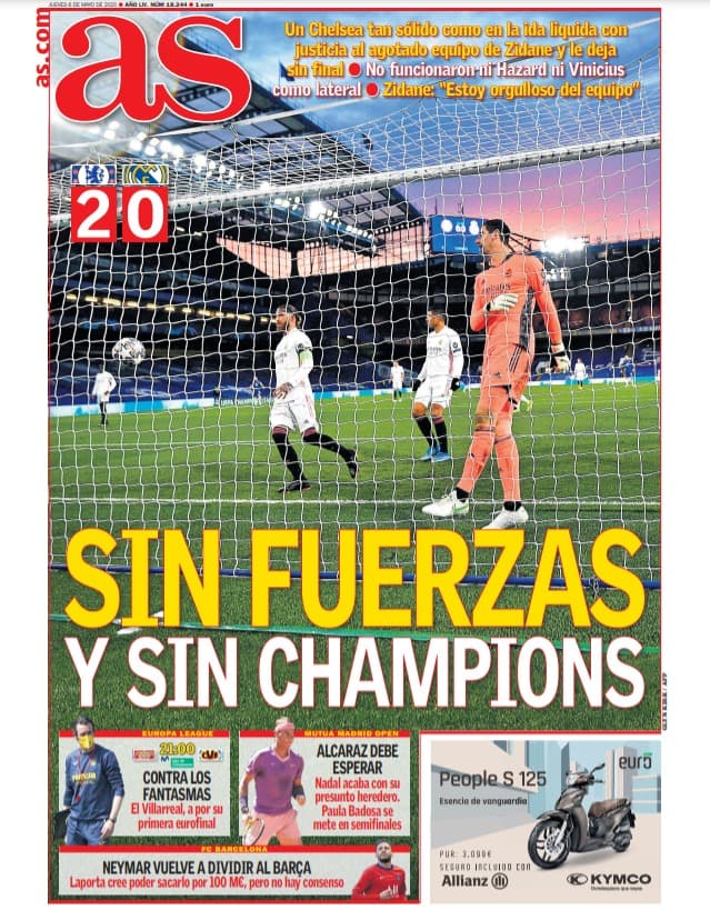 Las portadas de los diarios deportivos más importantes del mundo se ilustran con la eliminación del Real Madrid a manos del Chelsea.