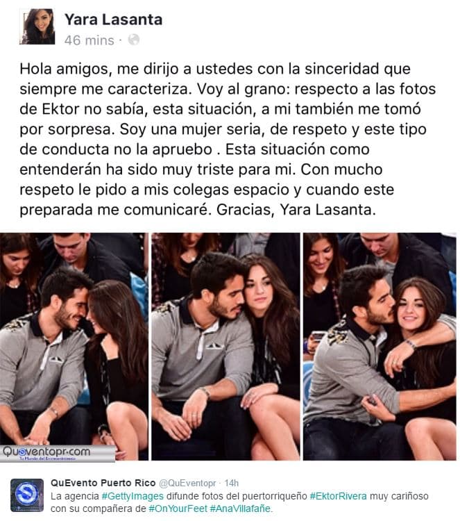 Yara Lasanta reacciona a fotos de su esposo con otra mujer