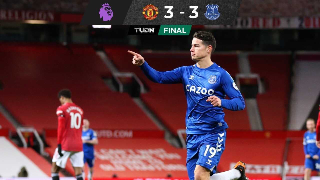 James guía al empate del Everton contra el Manchester United