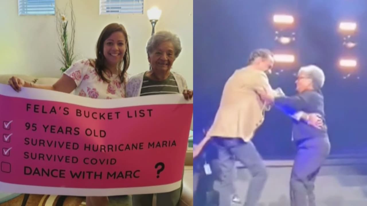 Marc Anthony le cumple un sueño a una abuelita de 95 años: bailar con ella en el escenario