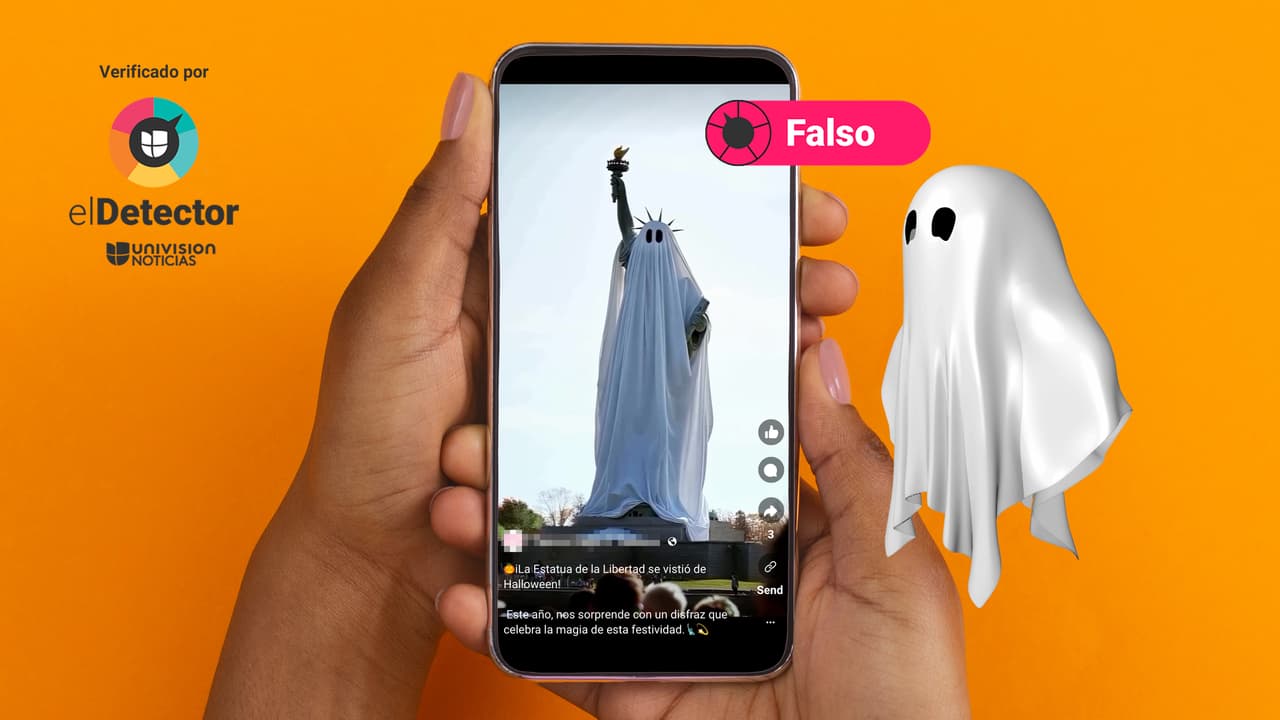 La Estatua de la Libertad NO está disfrazada de fantasma por Halloween: ese video que circula en redes es una creación digital