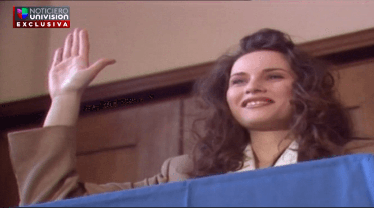 A Slovenian clothing ad featuring "President" Melania Trump. The former model was role-playing in a 1993 clothing commercial.