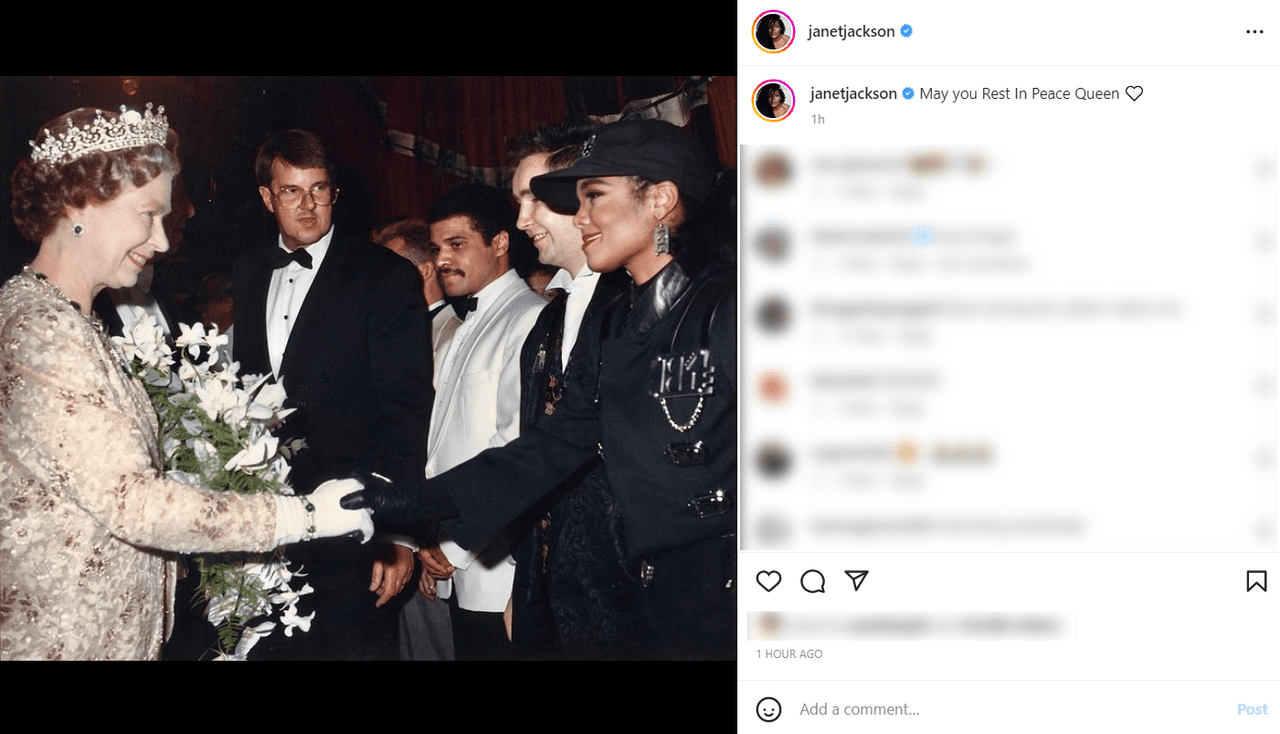 Janet Jackson y la reina Isabel II.