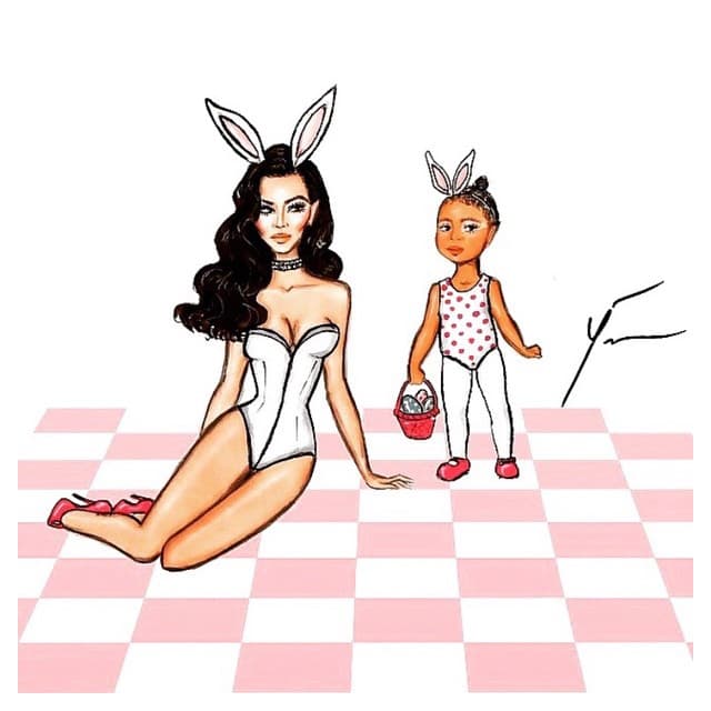 Encantadora ilustración de mami e hija.