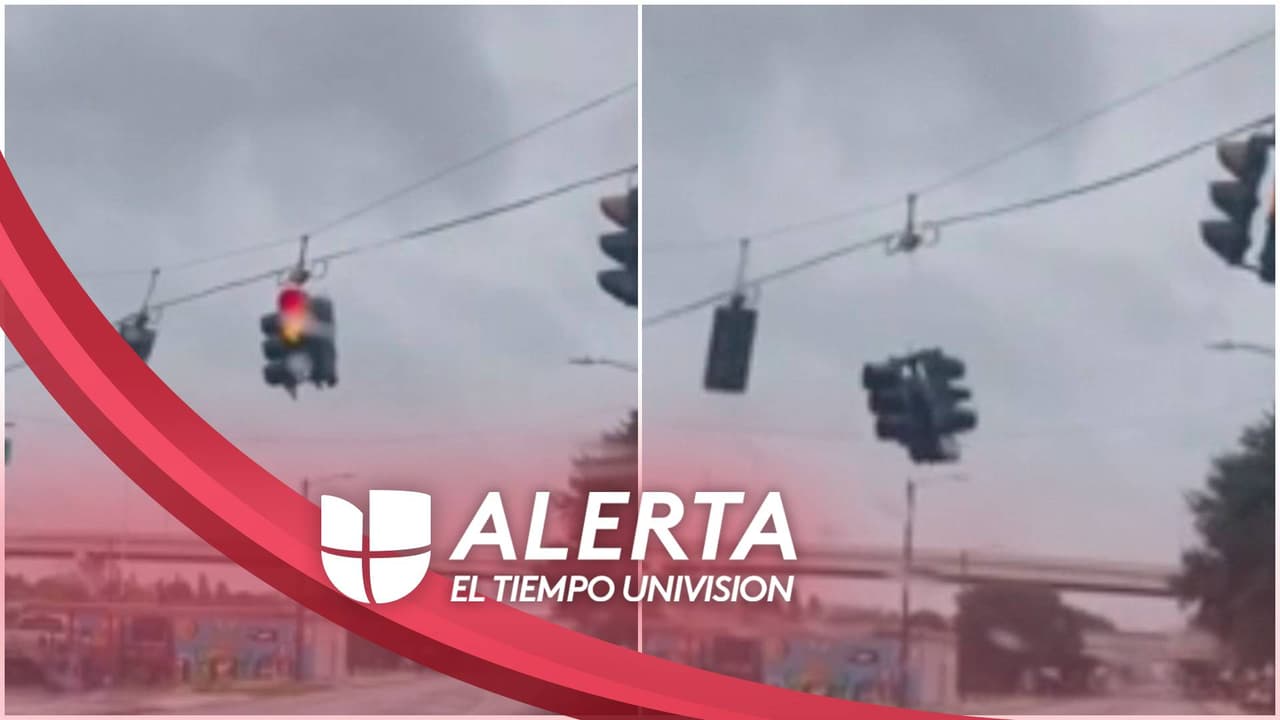 En video: El momento en que los fuertes vientos tumban un semáforo en Tampa