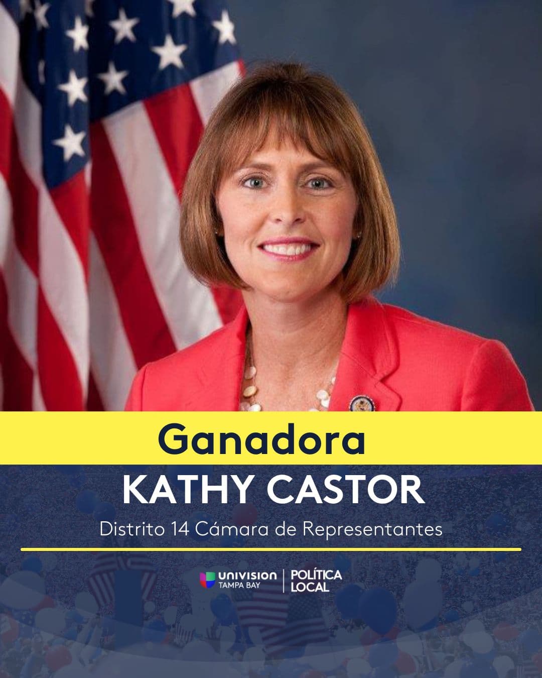 Kathy Castor, demócrata, ganadora del Distrito 14.