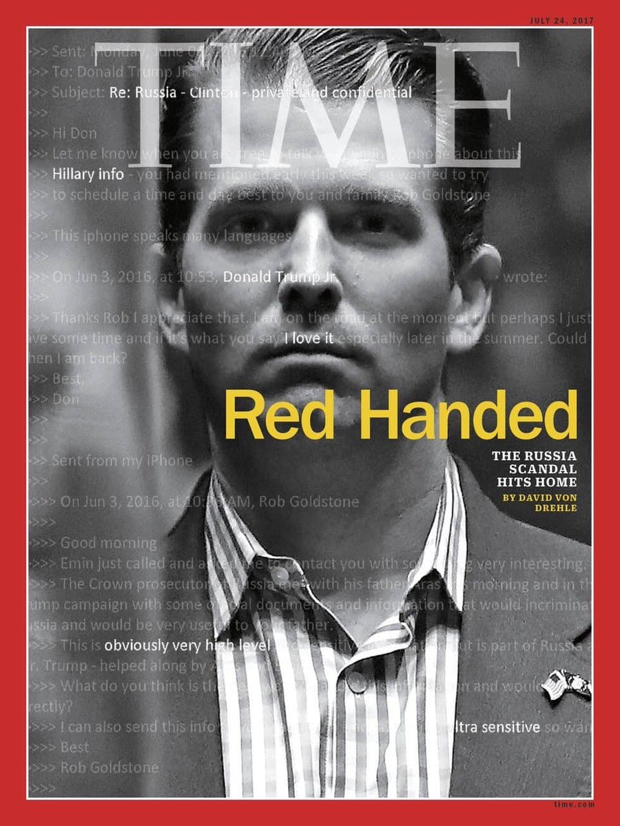 "Con las manos en la masa": Time dedica su primera portada a Trump Jr. por el escándalo de los emails